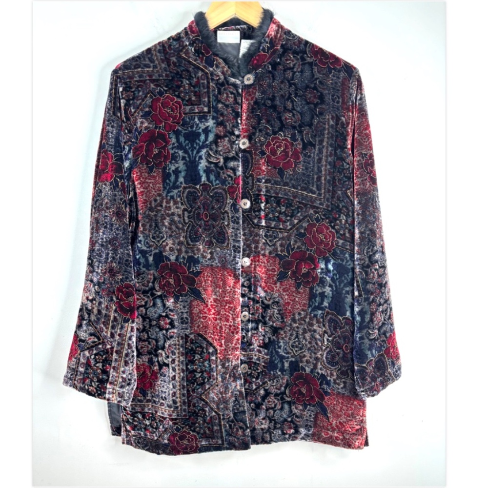 VTG White Stag Velvet Floral Kimono Jacket M Whimsigoth Fairy Grunge Y2K Witchy